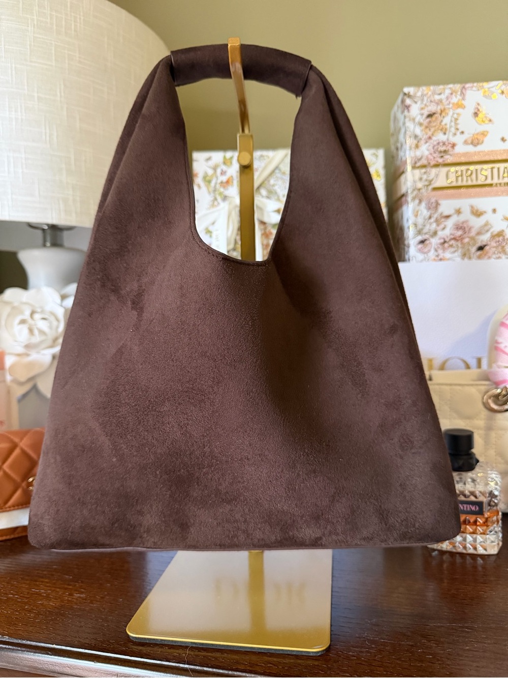 Banana Republic Dark Brown Suede Shoulder Bag